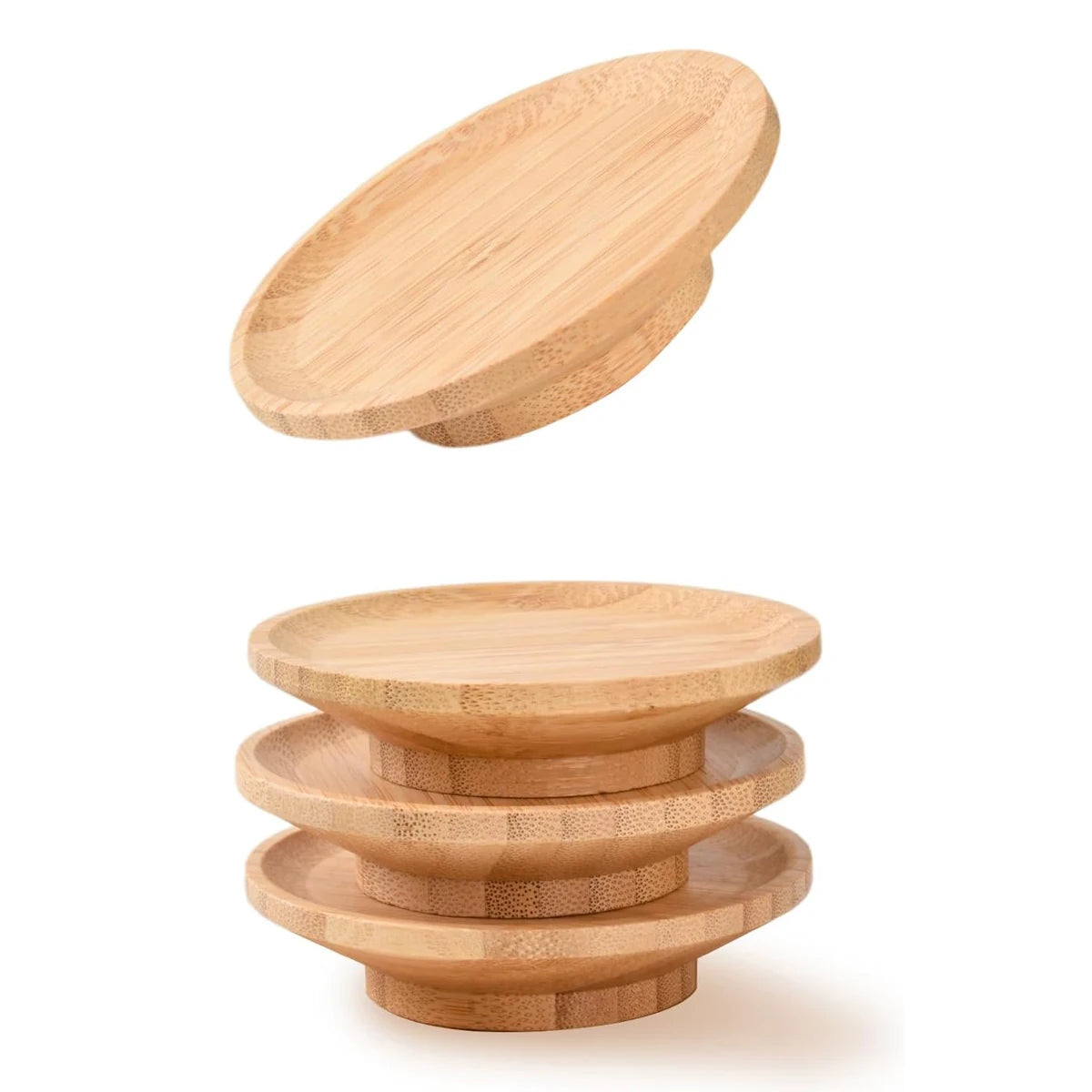 1-4Pcs Wine Glass Charcuterie Topper, Bamboo Wine Glass Covers for Appetizers Wine Glass Topper Coasters Plate for Bars Party