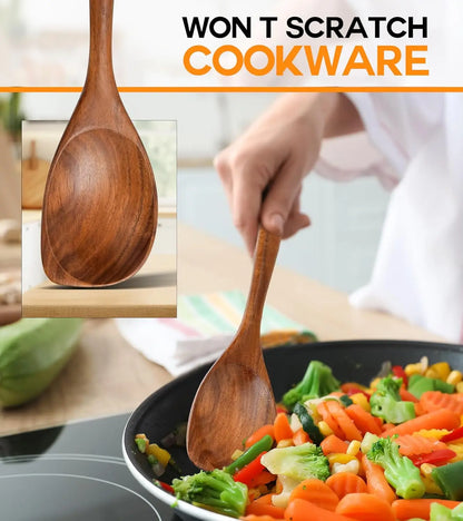 Cooking Wooden Spoons, Heat-Resistant Wooden Cooking Utensils, Used for Non Stick Cookware Cooking Gifts