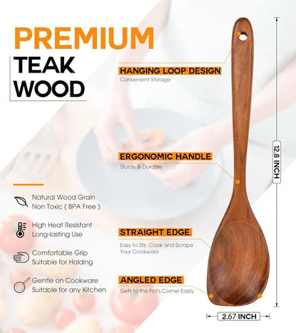 Cooking Wooden Spoons, Heat-Resistant Wooden Cooking Utensils, Used for Non Stick Cookware Cooking Gifts